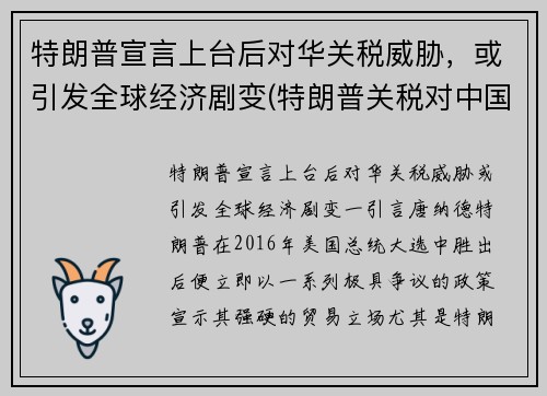 特朗普宣言上台后对华关税威胁，或引发全球经济剧变(特朗普关税对中国影响)