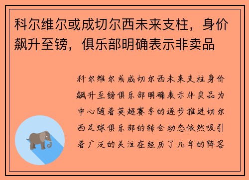 科尔维尔或成切尔西未来支柱，身价飙升至镑，俱乐部明确表示非卖品